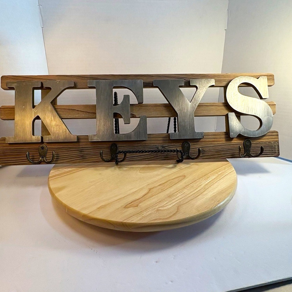 Kirkland's Farmhouse “KEYS” Wood/Metal Wall Mounted Hanging Key Rack 17-155509